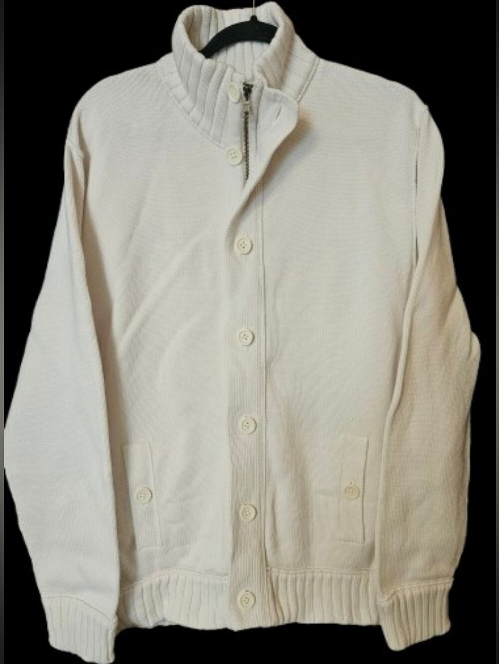 Banana Republic Vintage 80's Button/Zip Cotton Sweater Jacket